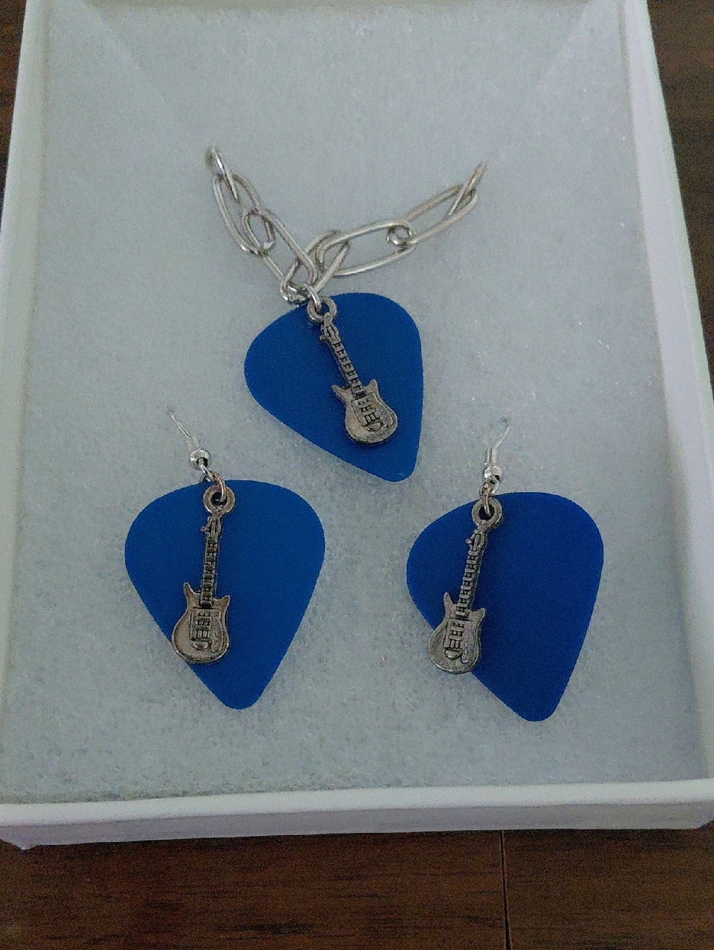 Guitar Pick Necklace And Earring Set